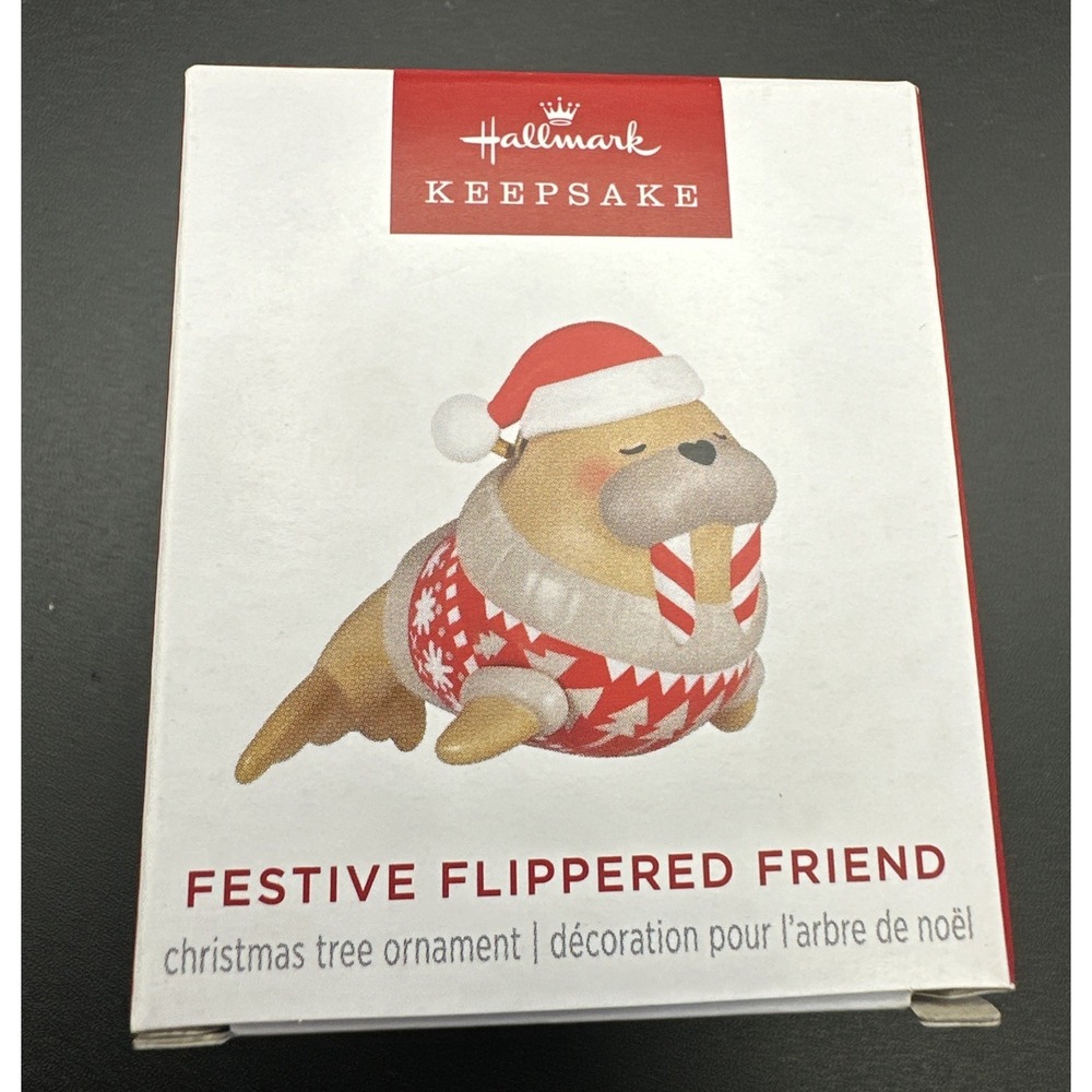 2024 Hallmark Miniature Keepsake Ornament "Festive Flippered Friend" New in Box